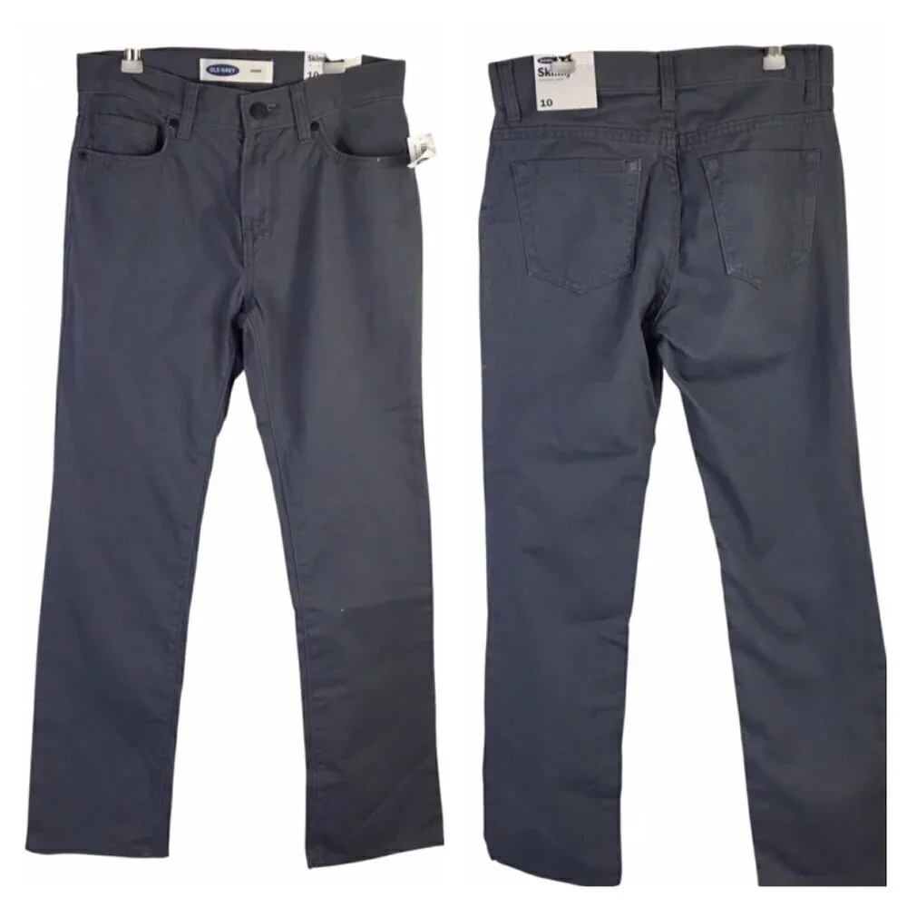 Old Navy Boys Gray Jeans Pants NWT 10 Skinny 100% Cotton Adjustable Waist